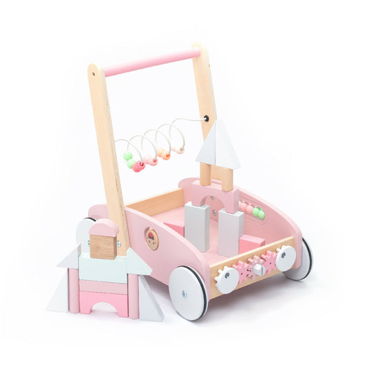 Wooden 5-In-1 Baby Walker Pink